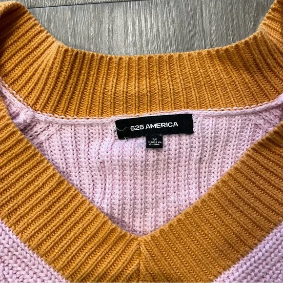 525 America Sweater Womens  Pullover Cable Pink Orange Preppy Casual - Picture 2 of 4